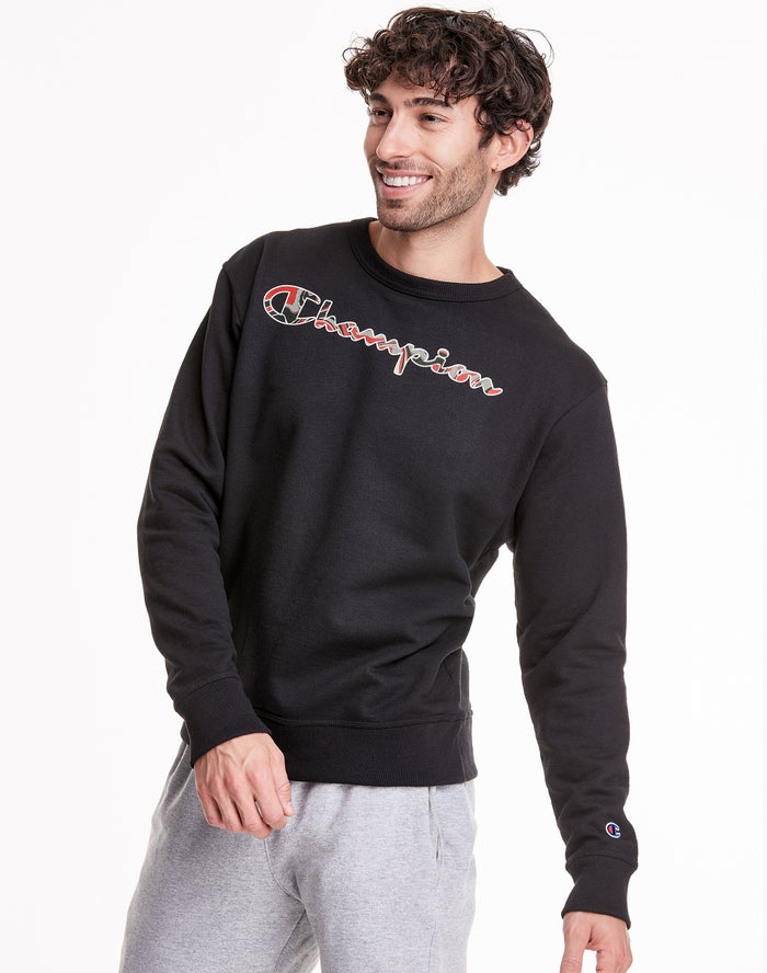 Sudadera Champion Hombre - Powerblend Fleece Crew Liquid Filled Script logo ( Negras ) 2910846-CD